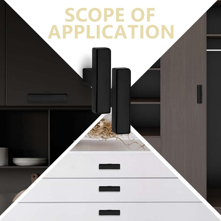 Bwintech 12 Stück 50MM Kabinettgriff Mattschwarz Schrank Pull Griffe, Modisch Edelstahl Quadrat Grif