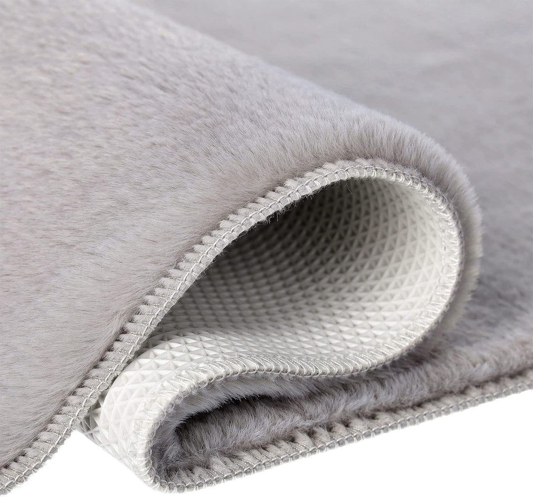 payé Badezimmerteppich Hochflor Bad - Grau - 40x60cm - kuschelig weich - waschbar - Badematte Wasser