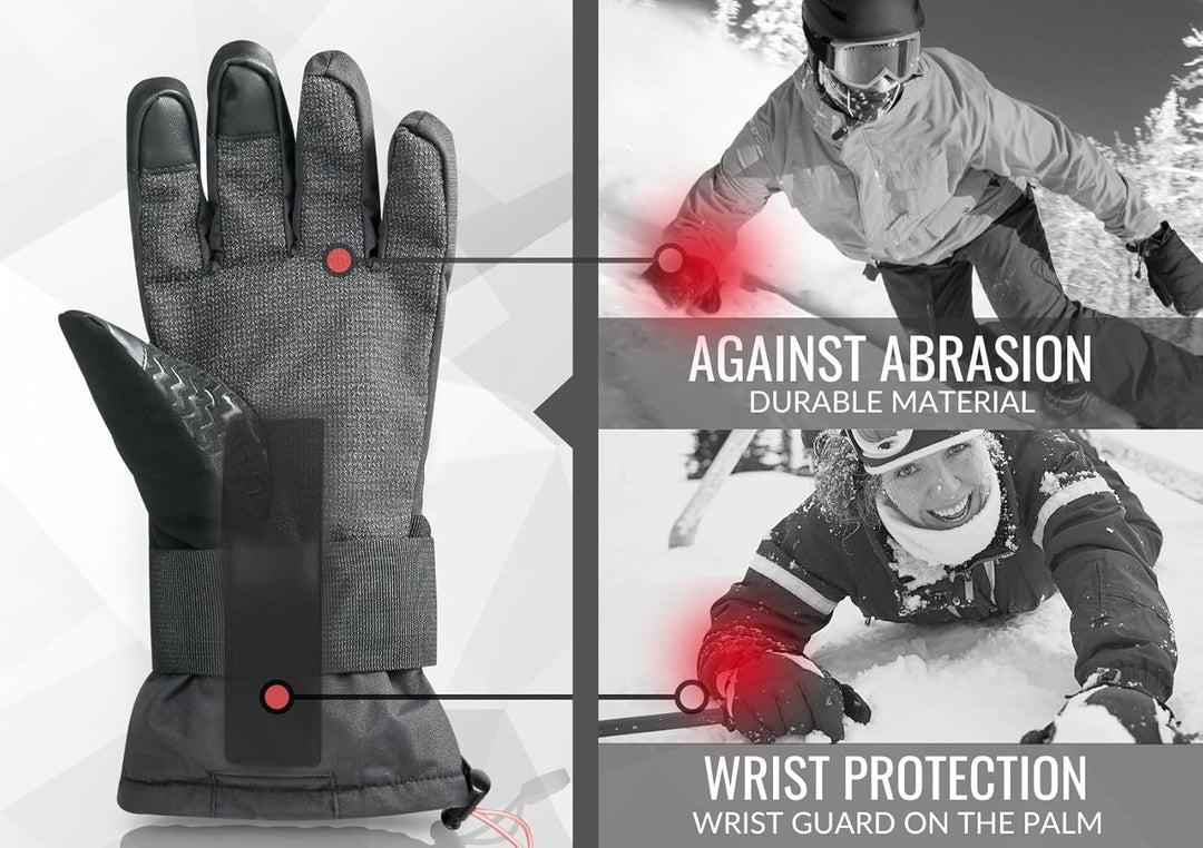 devembr Advanced Ski-Handschuhe mit Handgelenkschutz und Herausnehmbarem Innenfutter (S/M/L), S