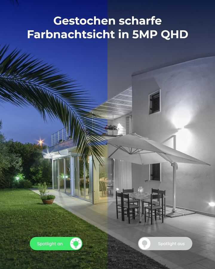 Reolink 5MP Solar Überwachungskamera Aussen Akku mit Spotlights, 2,4/5GHz WiFi, Kabellose WLAN Kamer