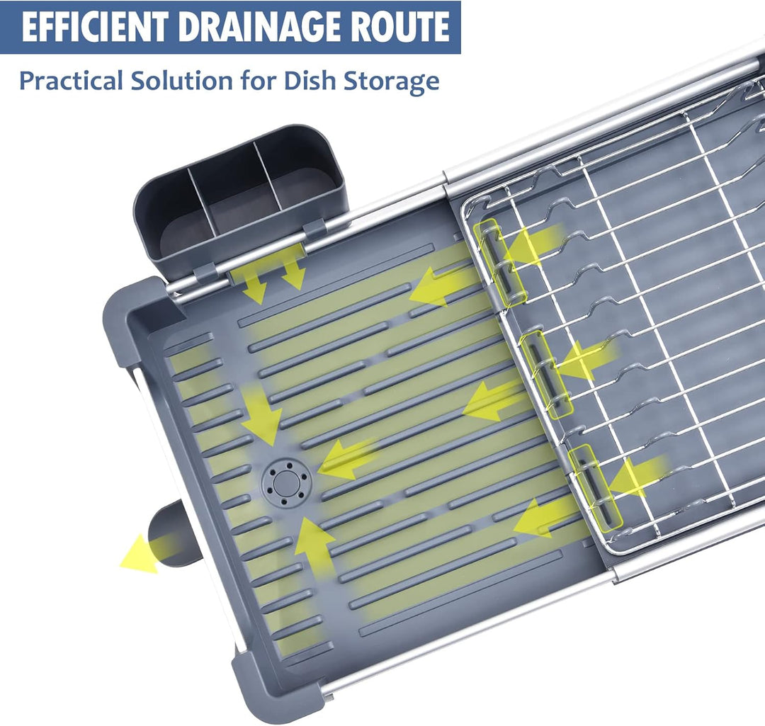 KINGRACK Erweiterbares Abtropfgestell,Geschirr abtropfgestell, Aluminium Geschirrkorb,Verstellbarer