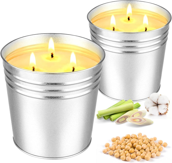 Citronella Kerze Outdoor Gross, 2 x 15oz Outdoor Kerzen Natürliche Sojawachs Zitronella Kerze Garten