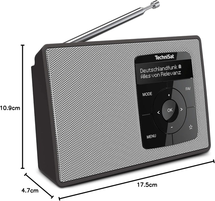 TechniSat DIGITRADIO 2 - Tragbares DAB+/UKW-Radio mit Akku (mit Bluetooth Audiostreaming, Weckfunkti