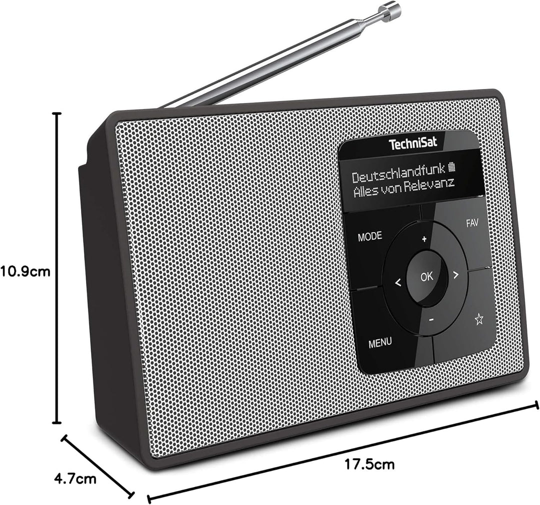 TechniSat DIGITRADIO 2 - Tragbares DAB+/UKW-Radio mit Akku (mit Bluetooth Audiostreaming, Weckfunkti