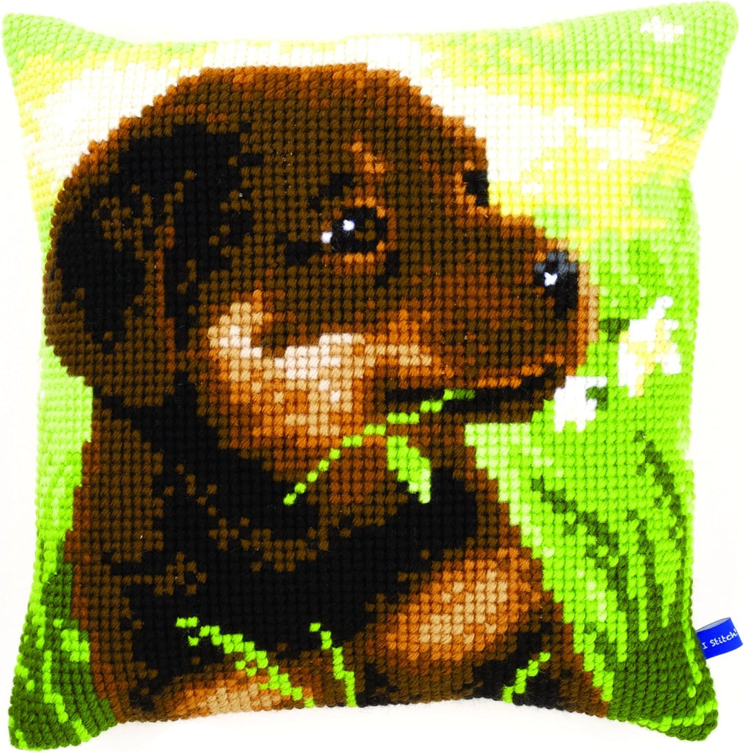 Vervaco Stickpackung für Kreuzstichkissen vorgedruckt, Baumwolle, weiss, 40 x 40 x 0,3 cm