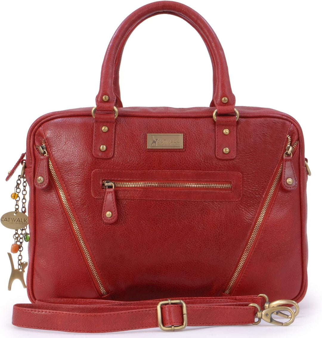 Catwalk Collection Handbags - Leder - Schultasche/Arbeitstasche/Aktentasche für Damen - Laptop/iPad