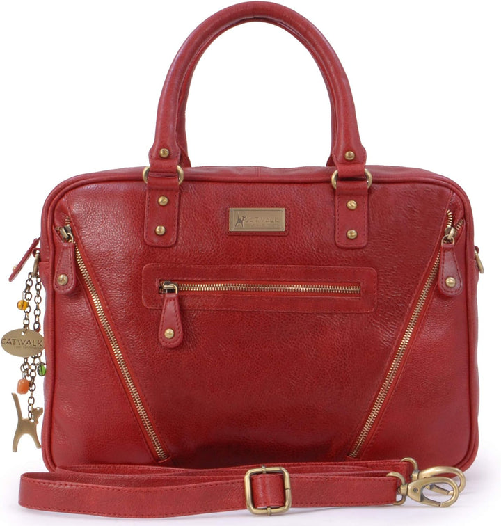 Catwalk Collection Handbags - Leder - Schultasche/Arbeitstasche/Aktentasche für Damen - Laptop/iPad