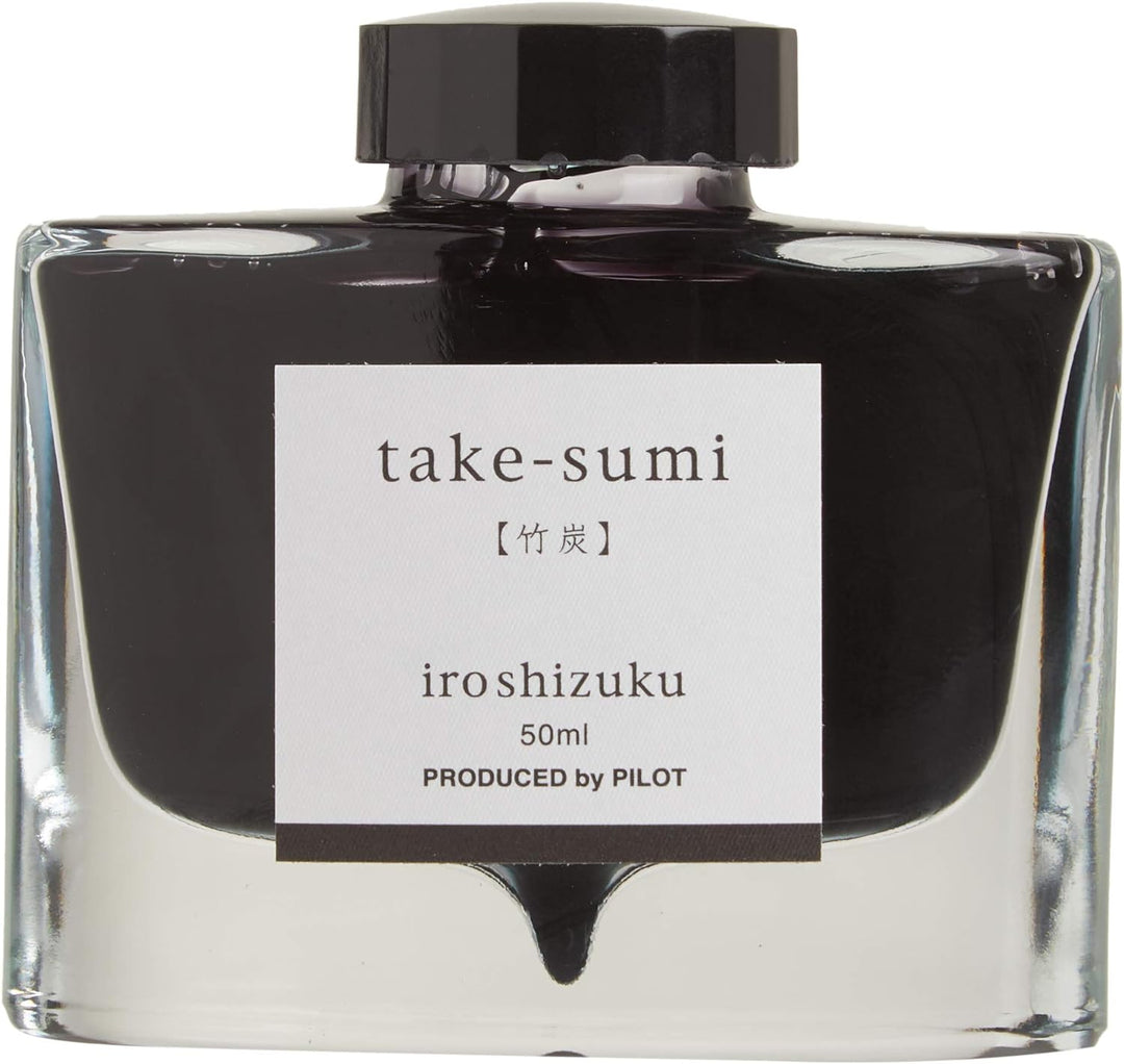 Pilot Iroshizuku 69224 Füllfederhalter-Tinte, Take-Sumi, Bambuskohle (schwarz), 50 ml Flasche, Schwa