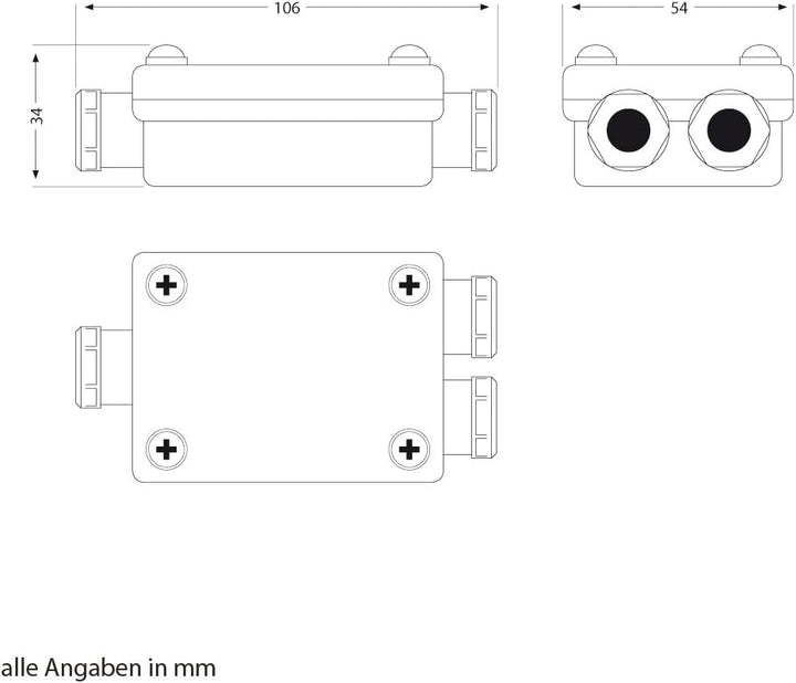 ledscom.de 2-fach Kabelverbinder, wetterfest, IP68, Muffe für 6-8mm Kabel-Durchmesser, 20 Stk. 20 St