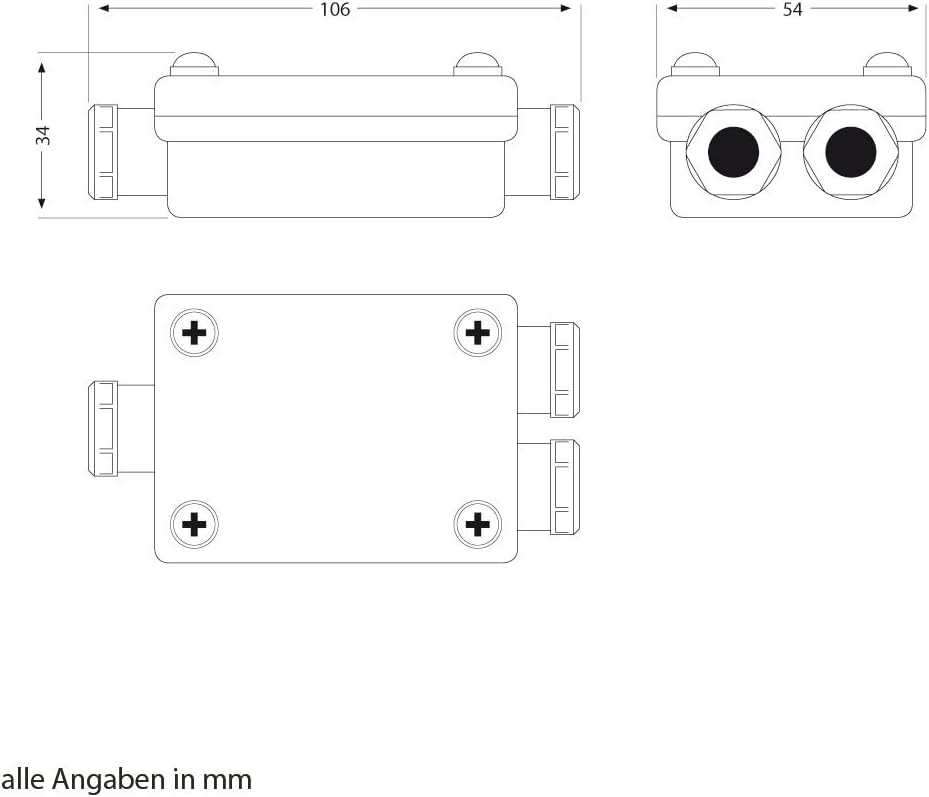 ledscom.de 2-fach Kabelverbinder, wetterfest, IP68, Muffe für 6-8mm Kabel-Durchmesser, 20 Stk. 20 St