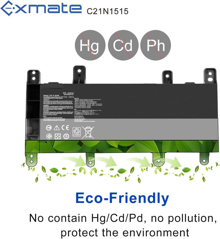Exmate C21N1515 Laptop Akku für ASUS K756U X756U X756 X756UA X756UB X756UF X756UJ X756UQ X756UV X756