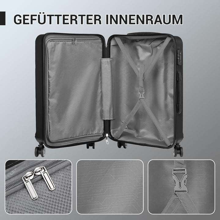 KONO Kofferset 3 Teilig Hartschalenkoffer von ABS Trolley Handgepäck Koffer Gepäck-sets M-L-XL Reise