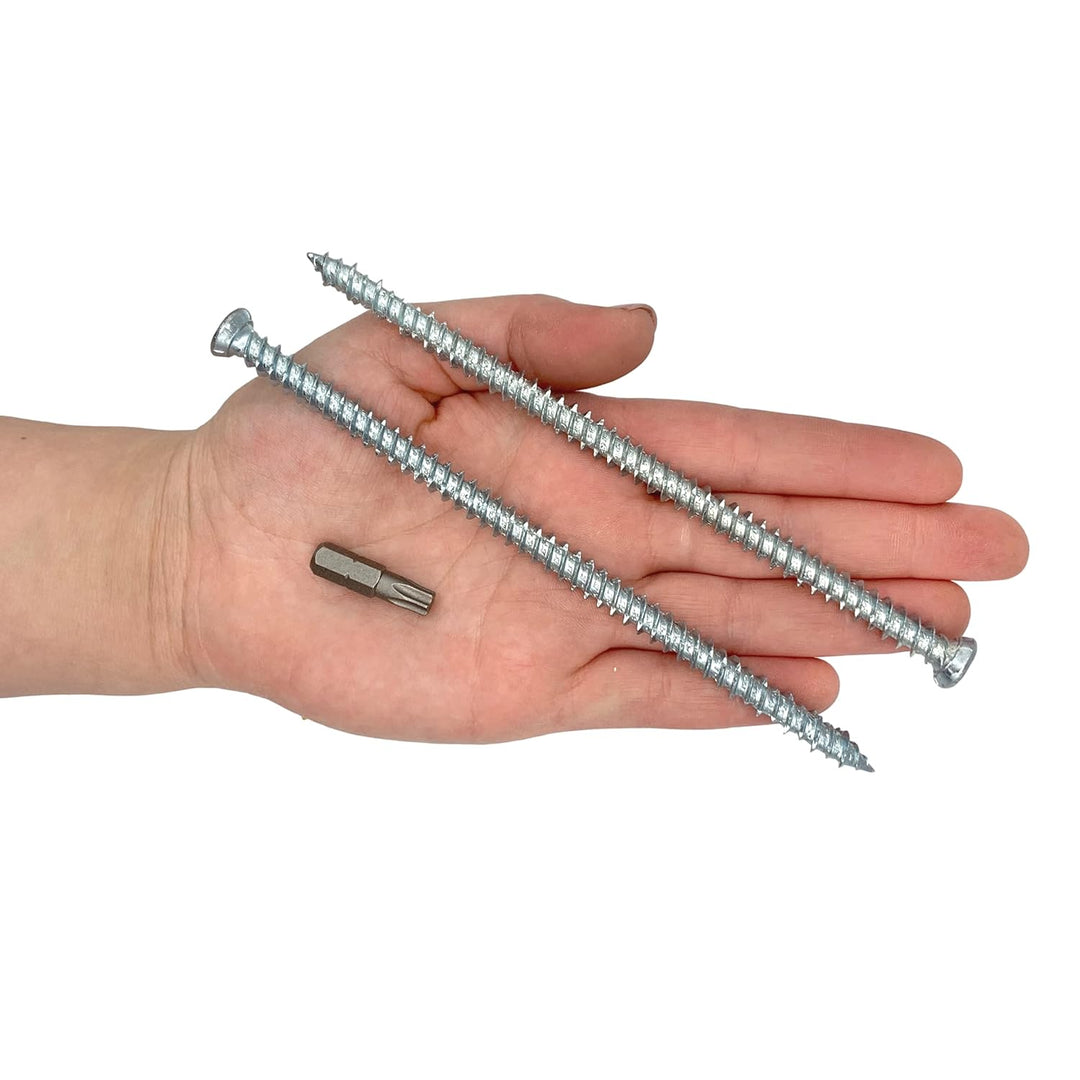 (50 Stück) Verzinkter Stahl 7,5 x 152 mm Betonrahmenschrauben Holzschrauben Torxkopf Mauerwerk Schra
