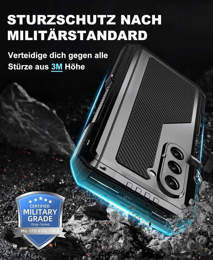 Beeasy für Samsung Galaxy Z Fold 5 Hülle, 360 Grad Outdoor Stossfeste Schutzhülle mit S Pen Halter u