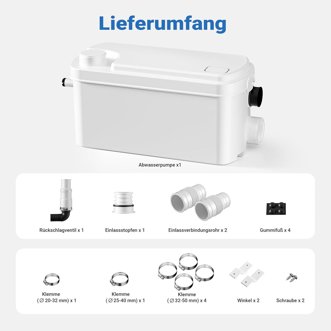 XPOtool 3/1 Hebeanlage 250W mit 3 Einlässen z.B. für Dusche und Waschbecken kompakte Haushaltspumpe