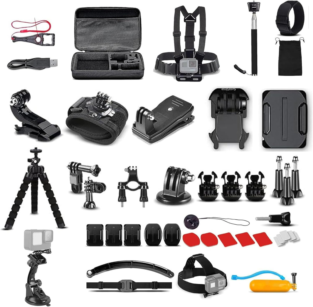 58 in 1 Action Kamera Zubehör Kit, Kompatibel mit DJI Osmo Action 5/4/3/2, Kompatibel mit Insta360 G