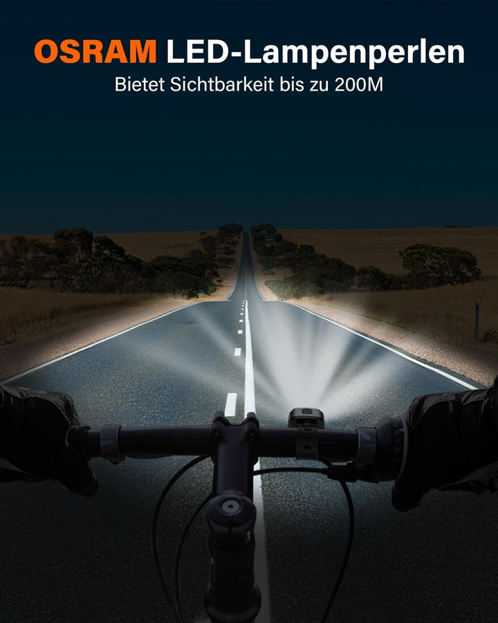 Akdomart LED Fahrradlicht Vorne, Fahrradlicht USB Aufladbar mit 600mAh Akku, Fahrradbeleuchtung StVz