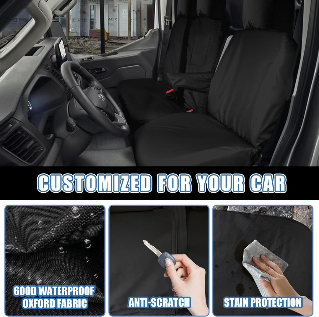 Opaltool 8PC Autositzbezüge Set für Ford Transit Custom 2013-2024, 3-Sitzer Strapazierfähige Massges