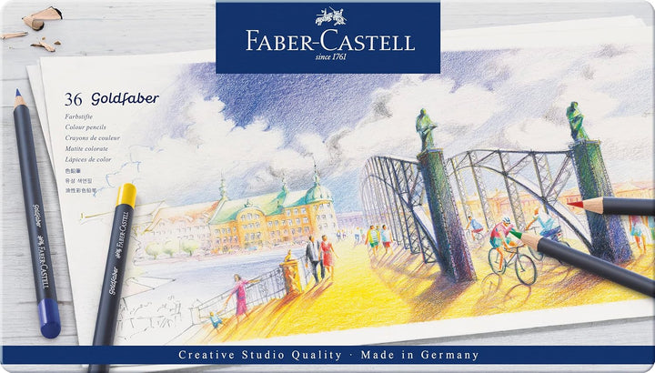 Faber-Castell 114736 - Farbstifte mit permanenter Ölkreidemine Goldfaber, 36er Set 36er Etui Single,