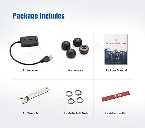 XTRONS TPMS Auto Reifendruck Kontroll Alarmsystem mit 4 Externe Sensoren für XTRONS Android 9.0 Auto