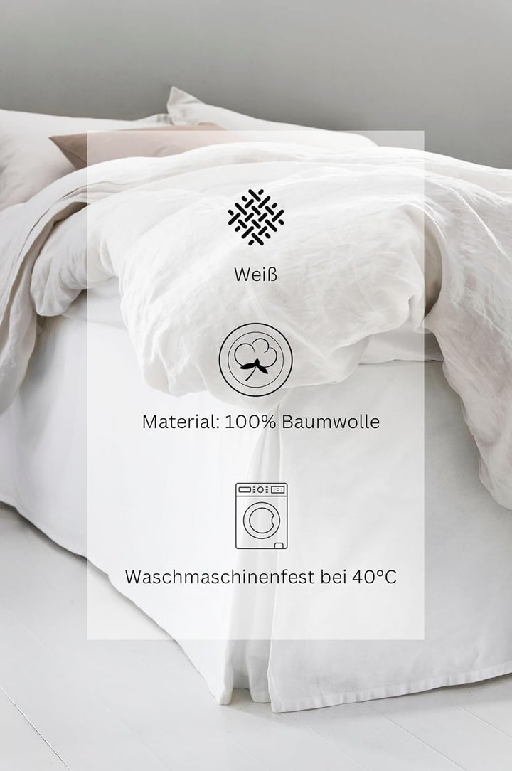 Jotex Colour Betthusse - 100% hochwertige Bio-Baumwolle Bettrock, Höhe 45 cm - Weiss, 120 x 200 cm 1