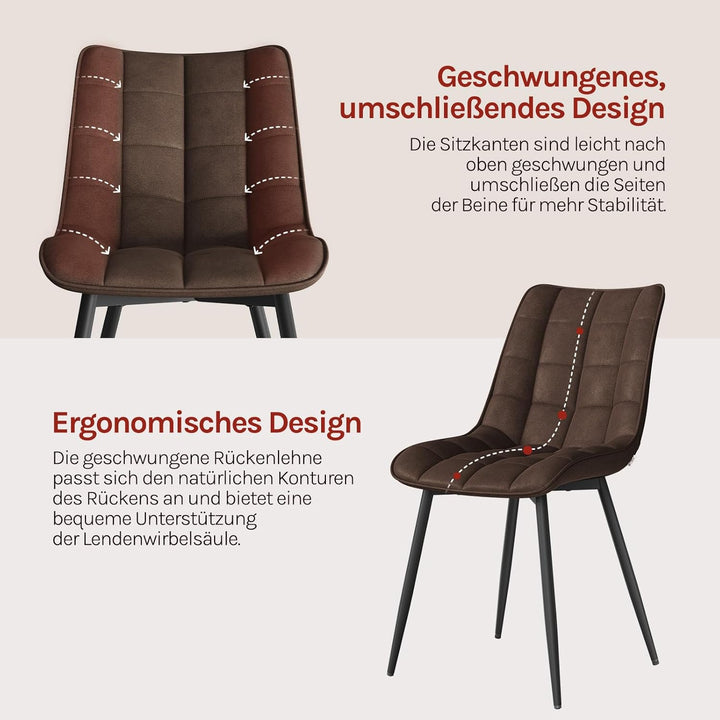 WOLTU 4 x Esszimmerstühle 4er Set Esszimmerstuhl Küchenstuhl Polsterstuhl Design Stuhl mit Rückenleh