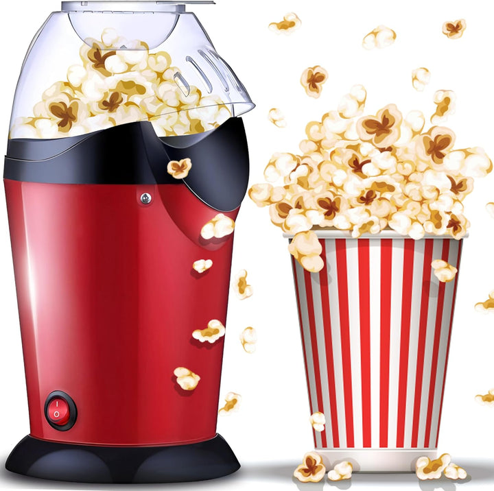Retoo Popcornmaschine ohne Fett & Öl 900 Watt, Heissluft Popcorn Maker, Gesunder Snack, Fettfrei & Ö