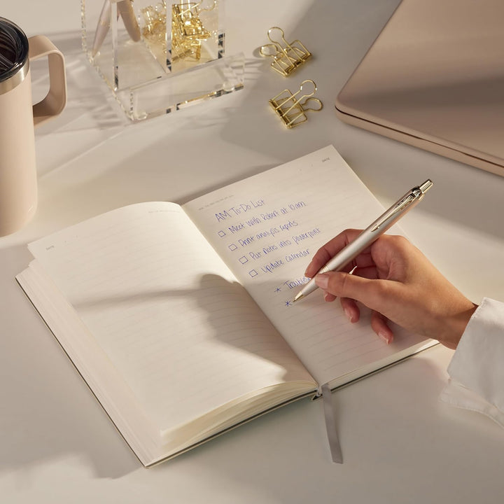 PARKER IM Einfarbiger Kugelschreiber | Champagner-Finish und Zierleisten | mittlere Spitze | blaue T