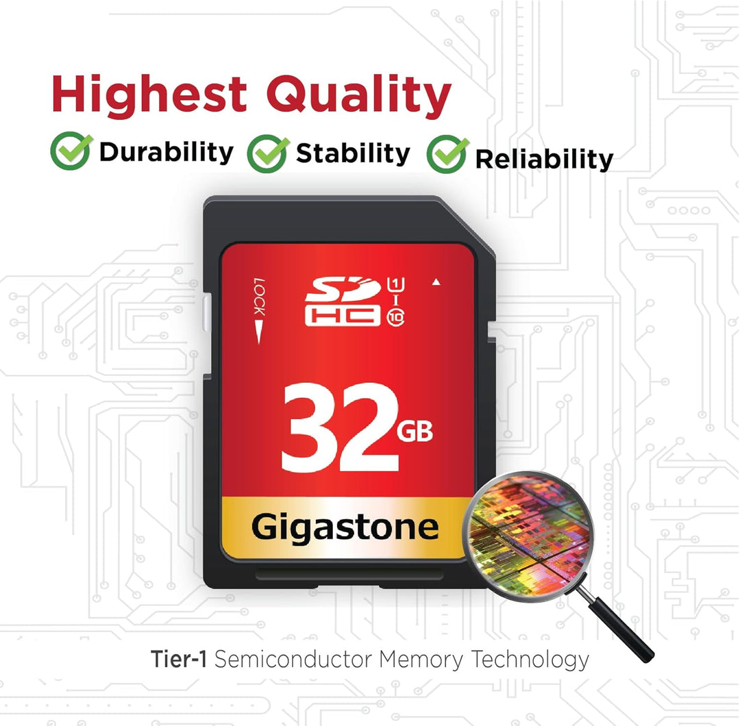 GIGASTONE 32GB SDHC Speicherkarte 10er-Pack, UHS-I U1 Klasse 10, bis zu 80 MB/Sek. für Digitalkamera