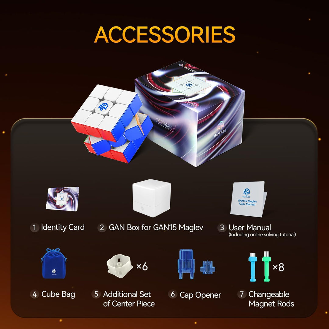 GAN 15 Maglev Zauberwürfel Magnetisch Speed Cube 3x3, Magischer Speed Cube, mit Flügelförmige Numeri