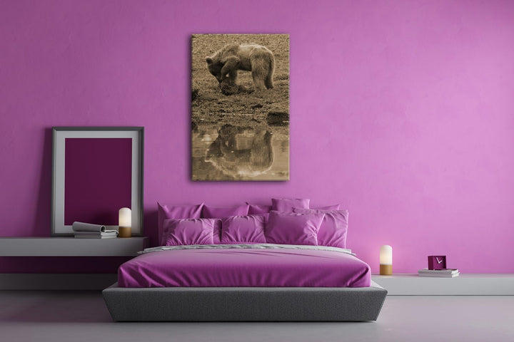 deyoli Verspielter brauner Bär Format: 80x60 Effekt: Sepia als Leinwandbild, Motiv fertig gerahmt au