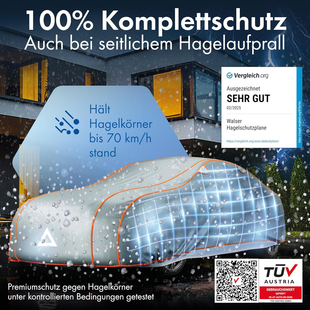 WALSER Auto Hagelschutzplane Vollschutz wasserdichte atmungsaktive Hagelschutzgarage für optimalen H