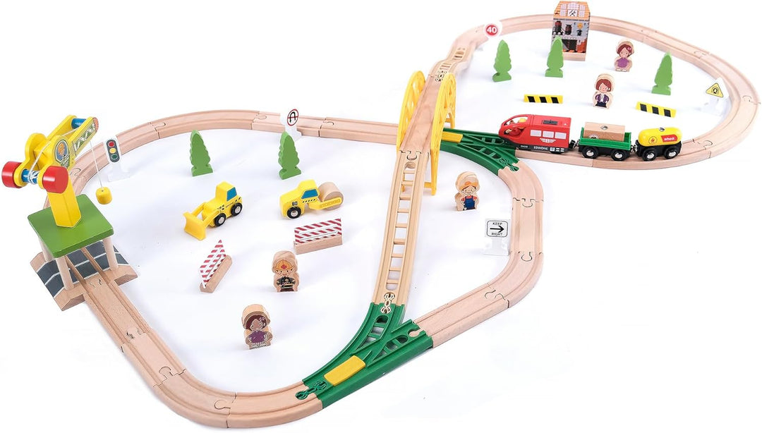 wuuhoo® Holzeisenbahn Paulchen im Set für Kinder - Spielzeugeisenbahn aus Holz, Eisenbahn Set mit Ho