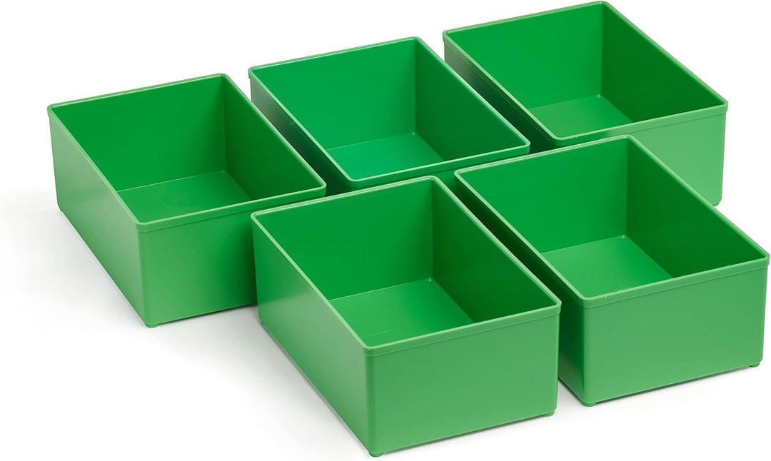 Einsatzboxen 63 mm D3 geeignet als Bosch L-BOXX Einlage | 5 Stück grün 156 x 104 x 63mm | Einsatzbox