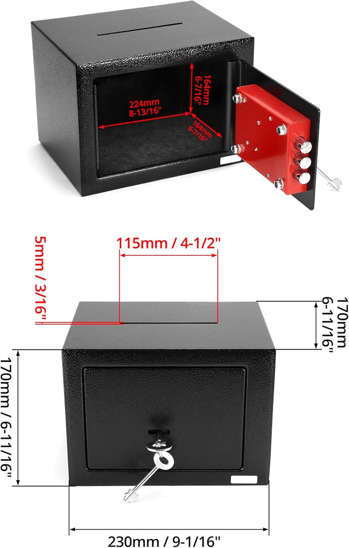 QWORK® Safe Tresor 23 x 17 x 17 cm mit Einwurfschlitz - Triple-Bit Schlüssel Möbeltresor - Hohe Sich