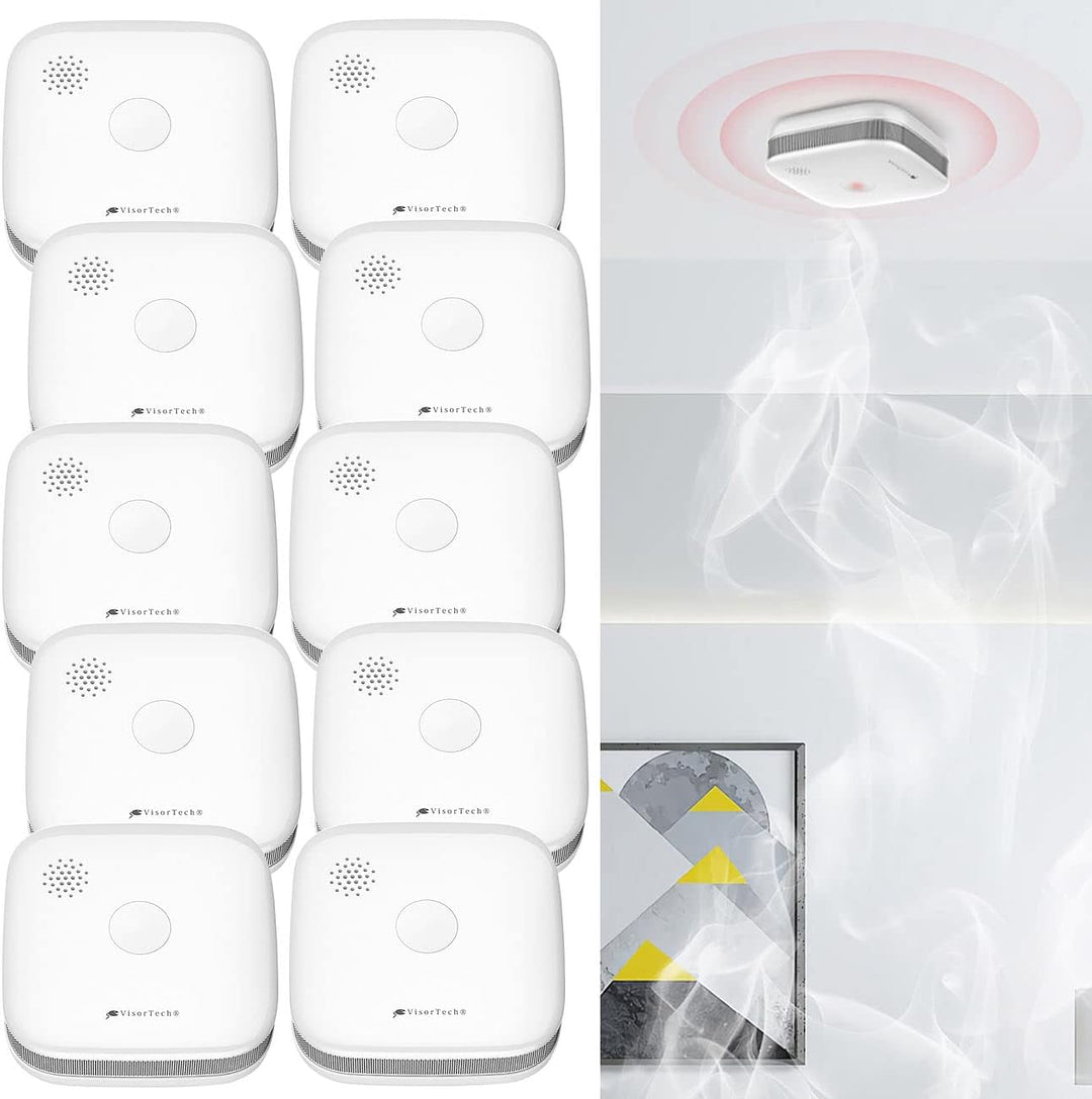 VisorTech Feuermelder Funk: 10er-Set drahtlos vernetzbare Funk-Rauchwarnmelder, 5-Jahres-Batterie (V