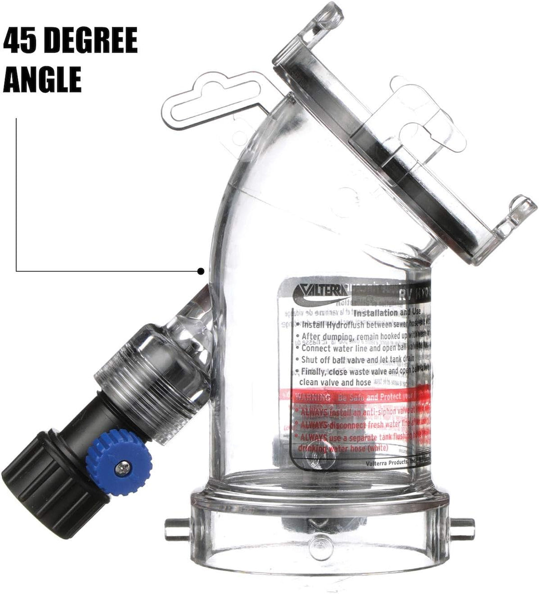 Valterra 45 Grad Hydroflush Aufsatz mit abnehmbarem Anti-iphon-Ventil für Wohnmobil, Wohnmobil, Anhä