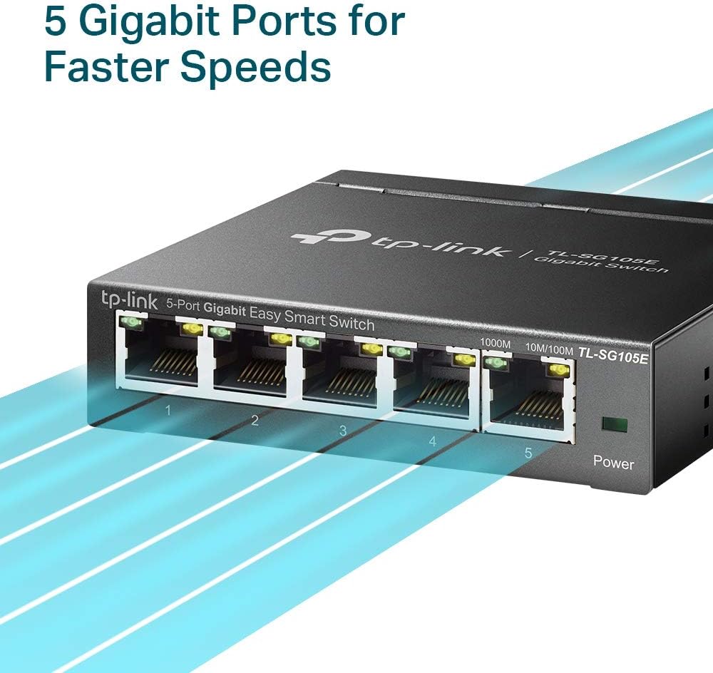 TP-Link TL-SG105E 5-Ports Gigabit Easy Smart Managed Netzwerk Switch(Plug-and-Play,Metallgehäuse, Qo