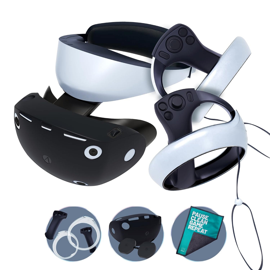 STEALTH Comfort Play & Protect Kit für PS VR2 - mit Silikon Linsenschutz, Silikon Schutzhaube, Mikro