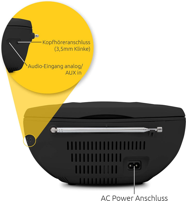 TechniSat Viola CD-1 - tragbarer Stereo CD-Player, Boombox mit praktischem Tragegriff (Radio für Kin