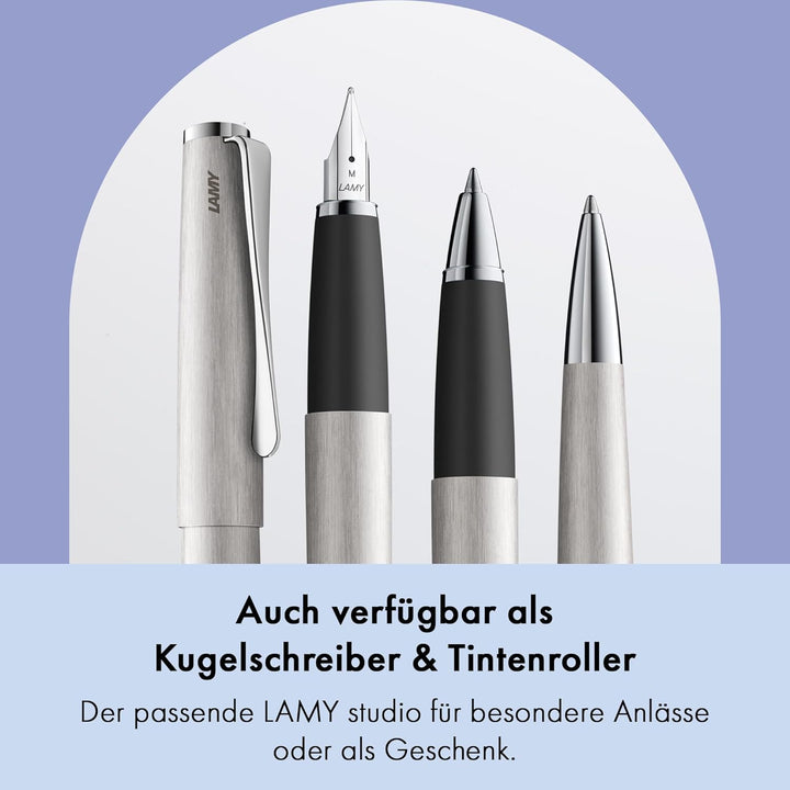 LAMY studio Füllhalter 065 - Füller aus rostfreiem Edelstahl, strichmattiert in der Farbe Silber mit