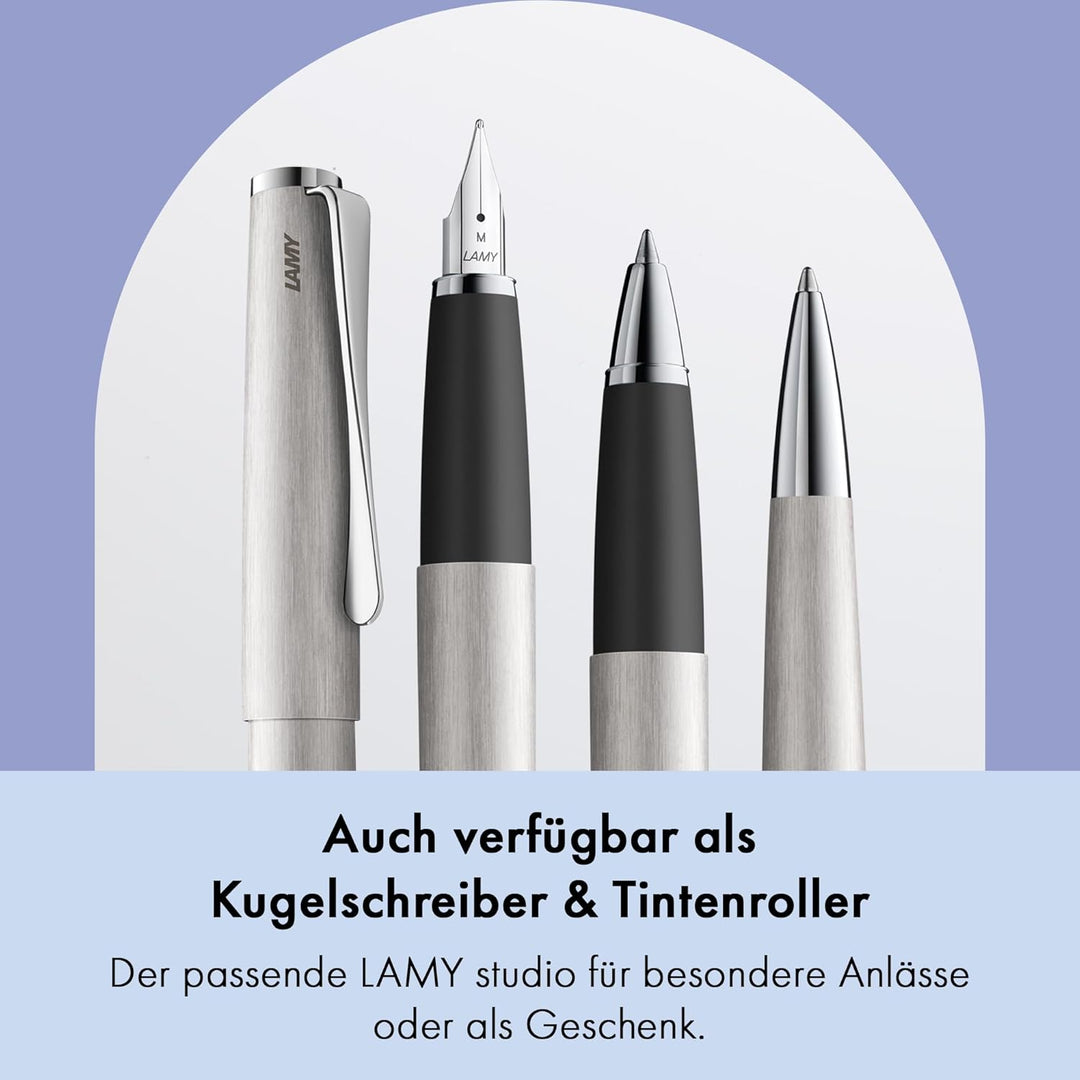 LAMY studio Füllhalter 065 - Füller aus rostfreiem Edelstahl, strichmattiert in der Farbe Silber mit