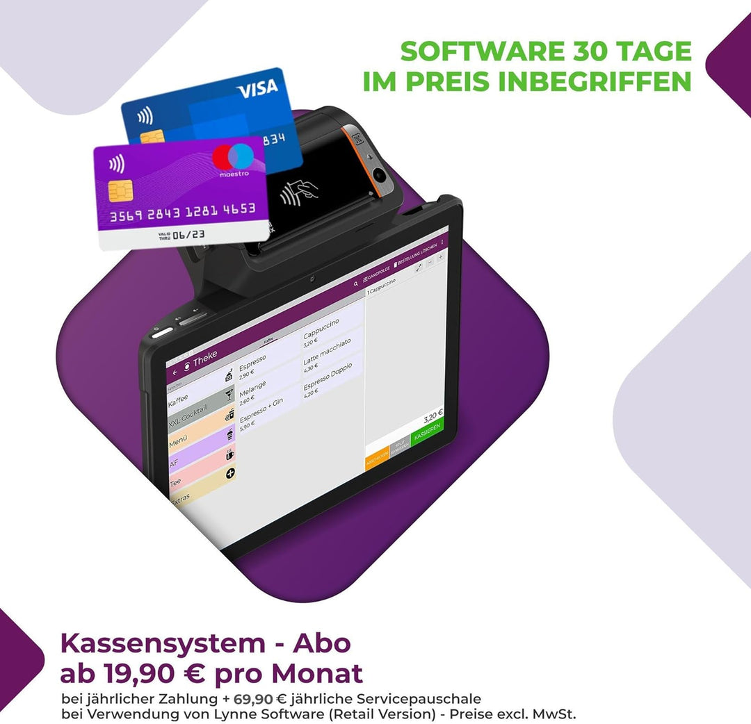 Registrierkasse TSE ready - Kassensystem mit Kartenterminal (POS) und integriertem Bondrucker - Kass