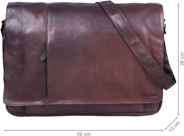 STILORD 'Maximus' XXL Ledertasche riesige Umhängetasche Unitasche 17 18 19 21 Zoll Laptop Aktentasch