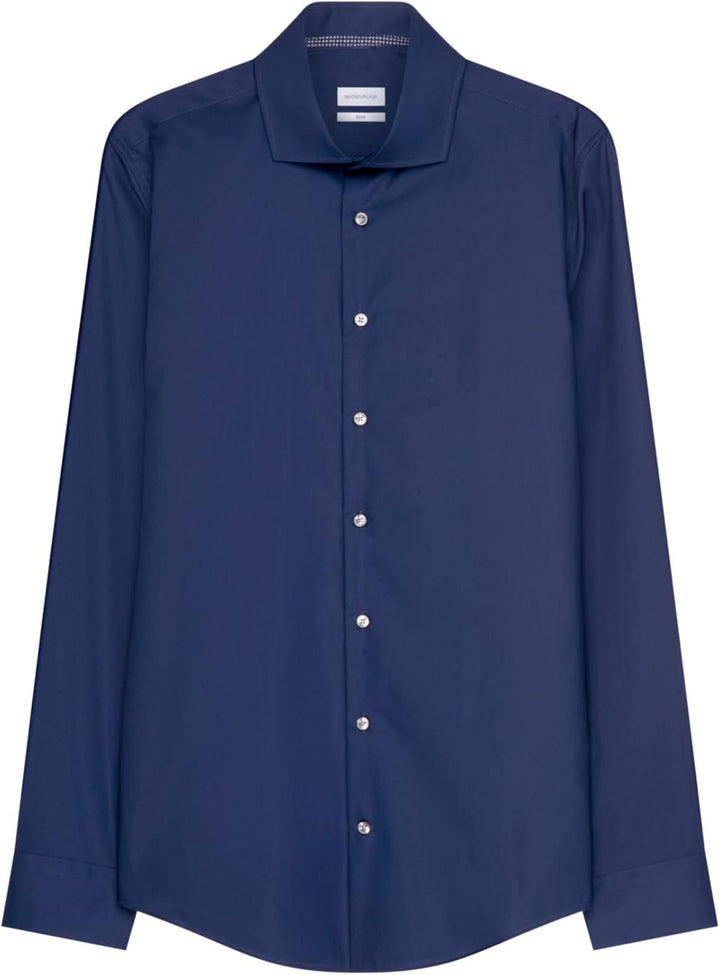 Seidensticker Herren Men Slim Patch Longsleeve Cotton Hemd 36 Dunkelblau(665477), 36 Dunkelblau(6654