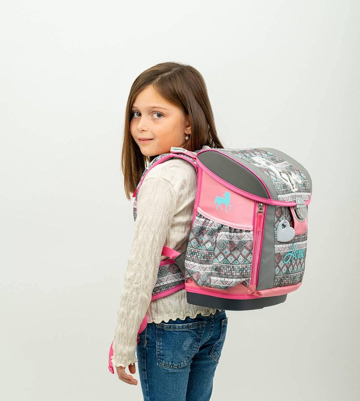 Belmil 404-20 Schulranzen Set 4 - teilig (404-20/AG/S Horse Aruba Blue), Horse Aruba Blue