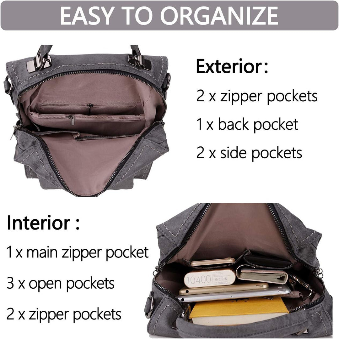 RAVUO Damen Rucksäcke,PU-Leder Rucksack Frauen Mädchen Mode Backpack Rucksack 3 Wege Reisetasche Sch