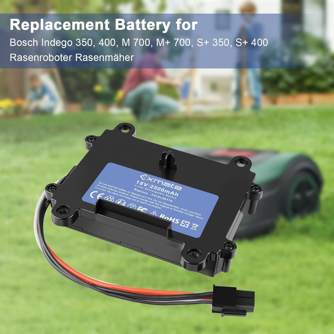 Exmate Batterie 2500mAh Kompatibel mit Bosch Indego 350, 400, M 700, M+ 700, S+ 350, S+ 400 Rasenrob