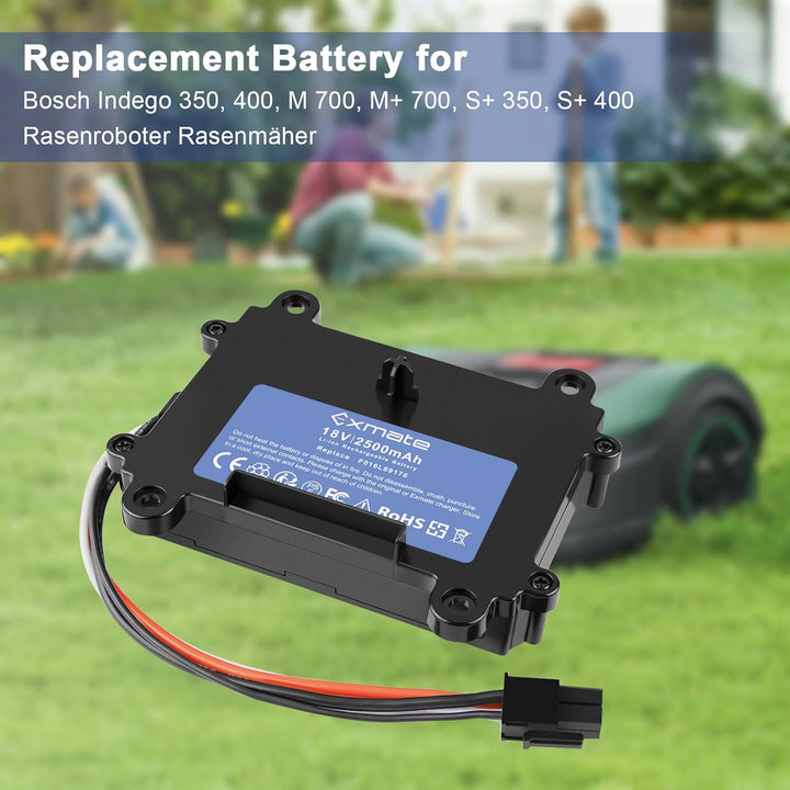 Exmate Batterie 2500mAh Kompatibel mit Bosch Indego 350, 400, M 700, M+ 700, S+ 350, S+ 400 Rasenrob
