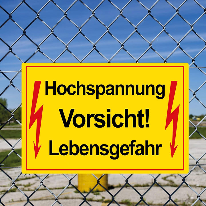 3 Stück XXL Vorsicht ! Hochspannung Lebensgefahr Schild 30 x 40 cm aus stabiler PVC Hartschaumplatte